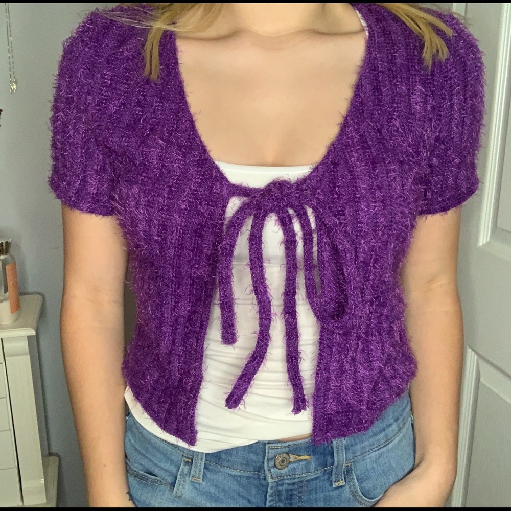 Purple tie up top